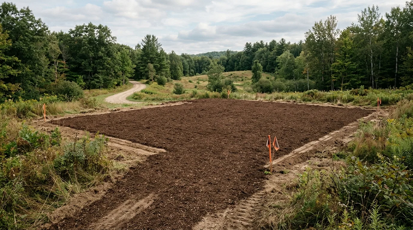 The finished result of professional forestry mulching: the completed work looking clean, correct — Fayetteville, NC
